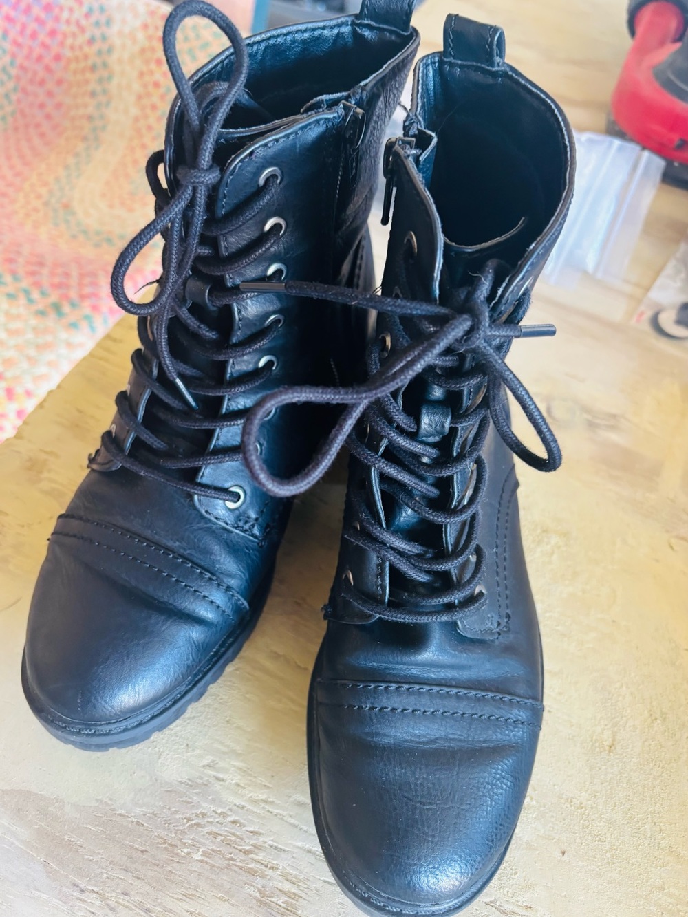 Universal Thread Black Lace-Up Boots w/zipper- Women's